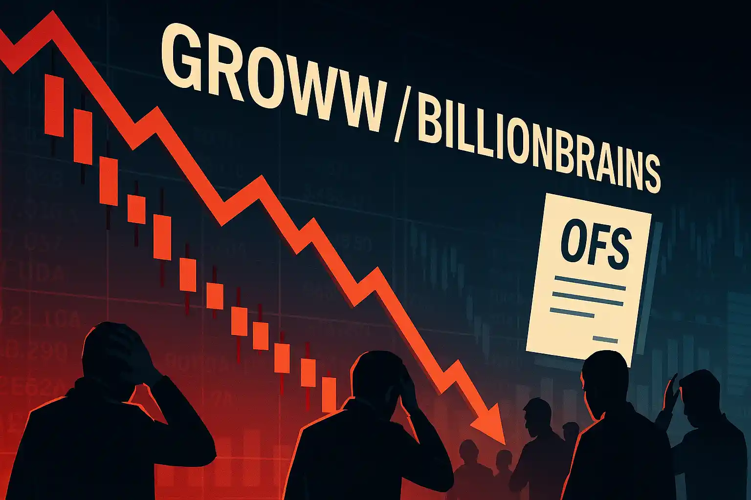 Groww BillionBrains share price गिरावट की न्यूज़ ग्राफिक